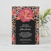 ピンクフローラヒョウアニマルプリントブライダルシャワー 招待状 (スタンド正面)