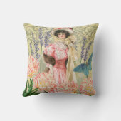 ピンクフローラビクトリアンウーマンリージェンシー クッション (裏面)