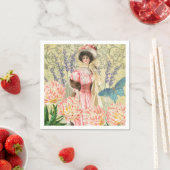 ピンクフローラビクトリアンウーマンリージェンシー スタンダードカクテルナプキン (インサイチュ)