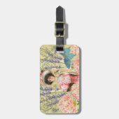 ピンクフローラビクトリアンウーマンリージェンシー ラゲッジタグ (正面縦)