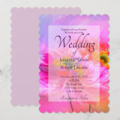 ピンクフローラファンタジー結婚式招待状 招待状 (正面/裏面)