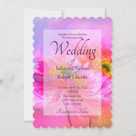 ピンクフローラファンタジー結婚式招待状 招待状