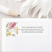 ピンクフローラファーストホーリーコミュニオン差出人住所 ラベル (インサイチュ)