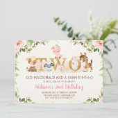 ピンクフローラファームアニマルズセカンド誕生日 招待状 (スタンド正面)