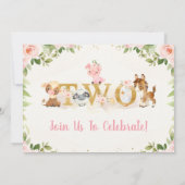 ピンクフローラファームアニマルズセカンド誕生日 招待状 (裏面)