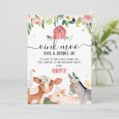 ピンクフローラファームアニマルズ誕生日サンキューカード 招待状 (スタンド正面)