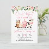 ピンクフローラファームアニマルズ誕生日招待状 招待状 (スタンド正面)