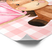 ピンクフローラファームウェルカムバースデーパーティーサイン ポスター (角)