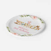 ピンクフローラファームセカンド誕生日紙プレート ペーパープレート (アングル)