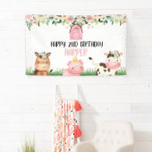 ピンクフローラファームバースデーパーティーバナー 横断幕 (インサイチュ)