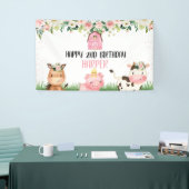 ピンクフローラファームバースデーパーティーバナー 横断幕 (トレードショー)