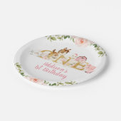 ピンクフローラファームファースト誕生日紙プレート ペーパープレート (アングル)