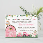 ピンクフローラファーム動物誕生日招待状 招待状 (スタンド正面)