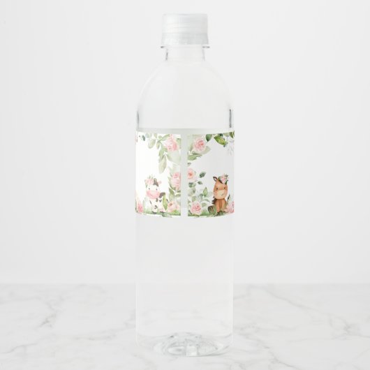 ピンクフローラファーム納屋周囲の庭ベビーシャワー ペットボトルラベル (裏面)