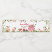 ピンクフローラファーム納屋周囲の庭ベビーシャワー ペットボトルラベル (シングルラベル)