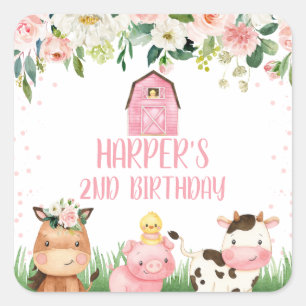 ピンクフローラファーム誕生日フェイスシール スクエアシール