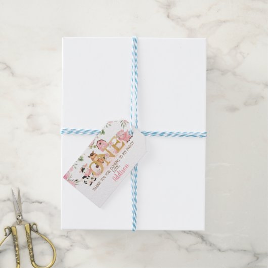 ピンクフローラファーム1日 ギフトタグ (より糸つき)