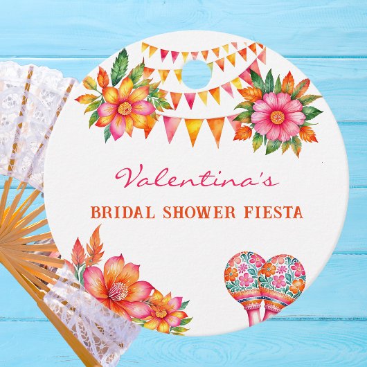 ピンクフローラフィエスタブライダルシャワーサンキュー フェイバータグ