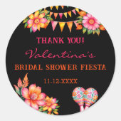 ピンクフローラフィエスタブライダルシャワーサンキュー ラウンドシール (正面)
