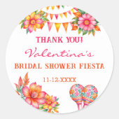 ピンクフローラフィエスタブライダルシャワーサンキュー ラウンドシール (正面)