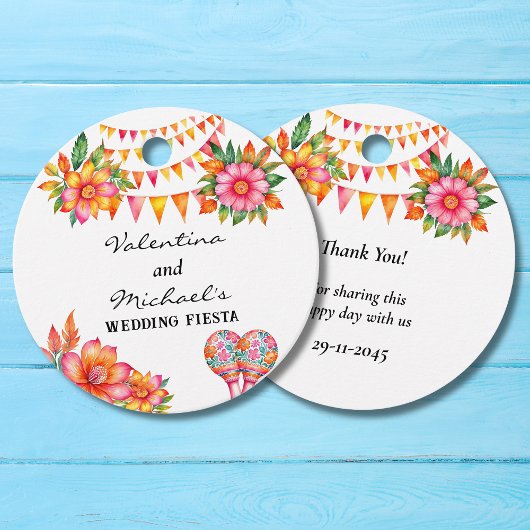 ピンクフローラフィエスタメキシ結婚コニーズサンキュー フェイバータグ