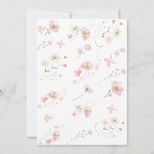 ピンクフローラフェアリーファースト誕生日招待状 招待状 (裏面)