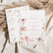 ピンクフローラフェアリーファースト誕生日招待状 招待状