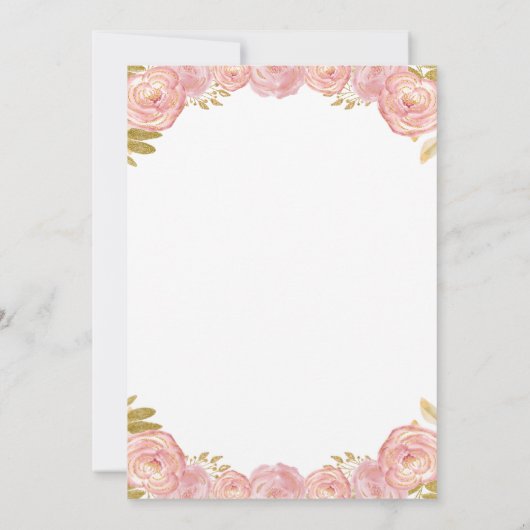 ピンクフローラフォトバプテスマ招待状 招待状 (裏面)