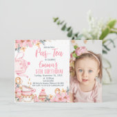 ピンクフローラフォトパルティー誕生日招待状 招待状 (スタンド正面)