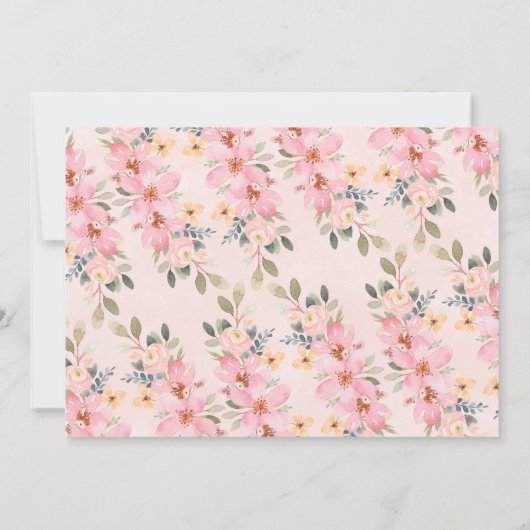 ピンクフローラフォトパルティー誕生日招待状 招待状 (裏面)