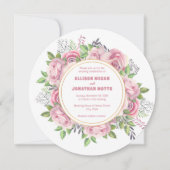 ピンクフローラフラワーエレガントな結婚式招待状 招待状 (正面)