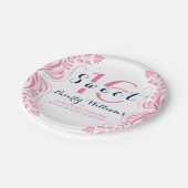 ピンクフローラフレームスウィート16テンプレート ペーパープレート (アングル)