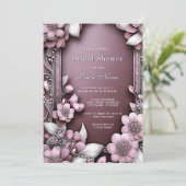 ピンクフローラフレームブライダルシャワー 招待状 (スタンド正面)