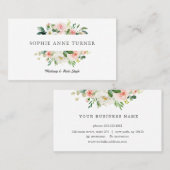 ピンクフローラフレームメイクアップアーティストヘアスタイル 名刺 (正面/裏面)