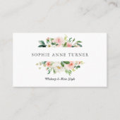 ピンクフローラフレームメイクアップアーティストヘアスタイル 名刺 (正面)