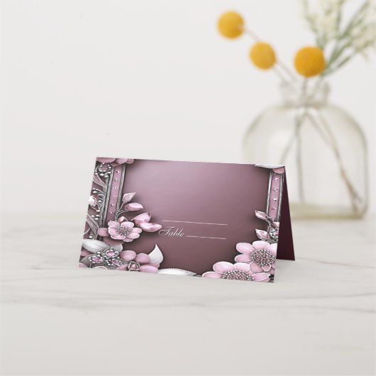 ピンクフローラフレーム座席表 プレイスカード (正面)