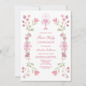 ピンクフローラフレーム第1聖餐式 招待状 (正面)