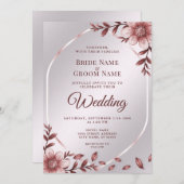 ピンクフローラフレーム結婚式招待状 招待状 (正面/裏面)