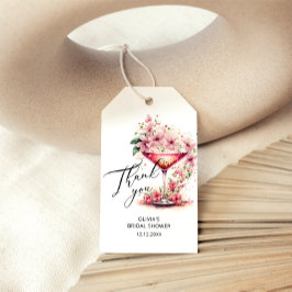 ピンクフローラブライダルシャワーありがとう ギフトタグ