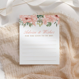 ピンクフローラブライダルシャワーアドバイスカード