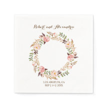 ピンクフローラブライダルシャワーウェディングレセプションナプキ