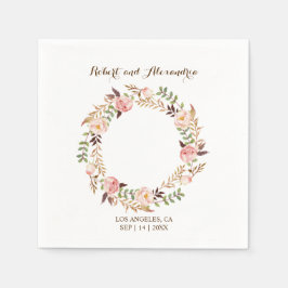 ピンクフローラブライダルシャワーウェディングレセプションナプキ スタンダードカクテルナプキン