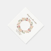 ピンクフローラブライダルシャワーウェディングレセプションナプキ スタンダードカクテルナプキン (角)