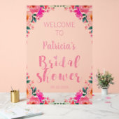 ピンクフローラブライダルシャワーウェルカムアクリルサイン アクリルサイン (ウェディング)