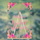 ピンクフローラブライダルシャワーウェルカムアクリルサイン アクリルサイン (ニュートラル)