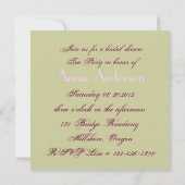 ピンクフローラブライダルシャワーティーパーティの招待状 招待状 (裏面)