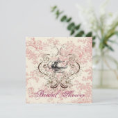 ピンクフローラブライダルシャワーティーパーティの招待状 招待状 (スタンド正面)