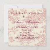 ピンクフローラブライダルシャワーティーパーティの招待状 招待状 (裏面)
