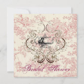 ピンクフローラブライダルシャワーティーパーティの招待状 招待状 (正面)