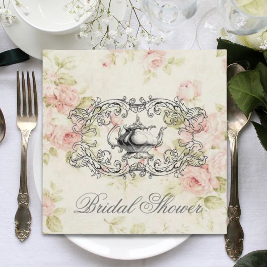 ピンクフローラブライダルシャワーティーパーティの招待状 招待状